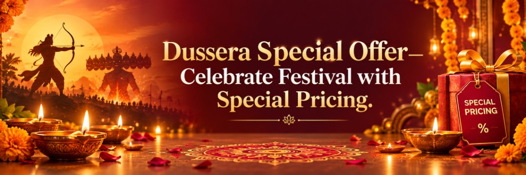 Kivana 360 Dussera Special Offer—Celebrate Festival with Special Pricing. Festive diyas and Dussehra decorations.